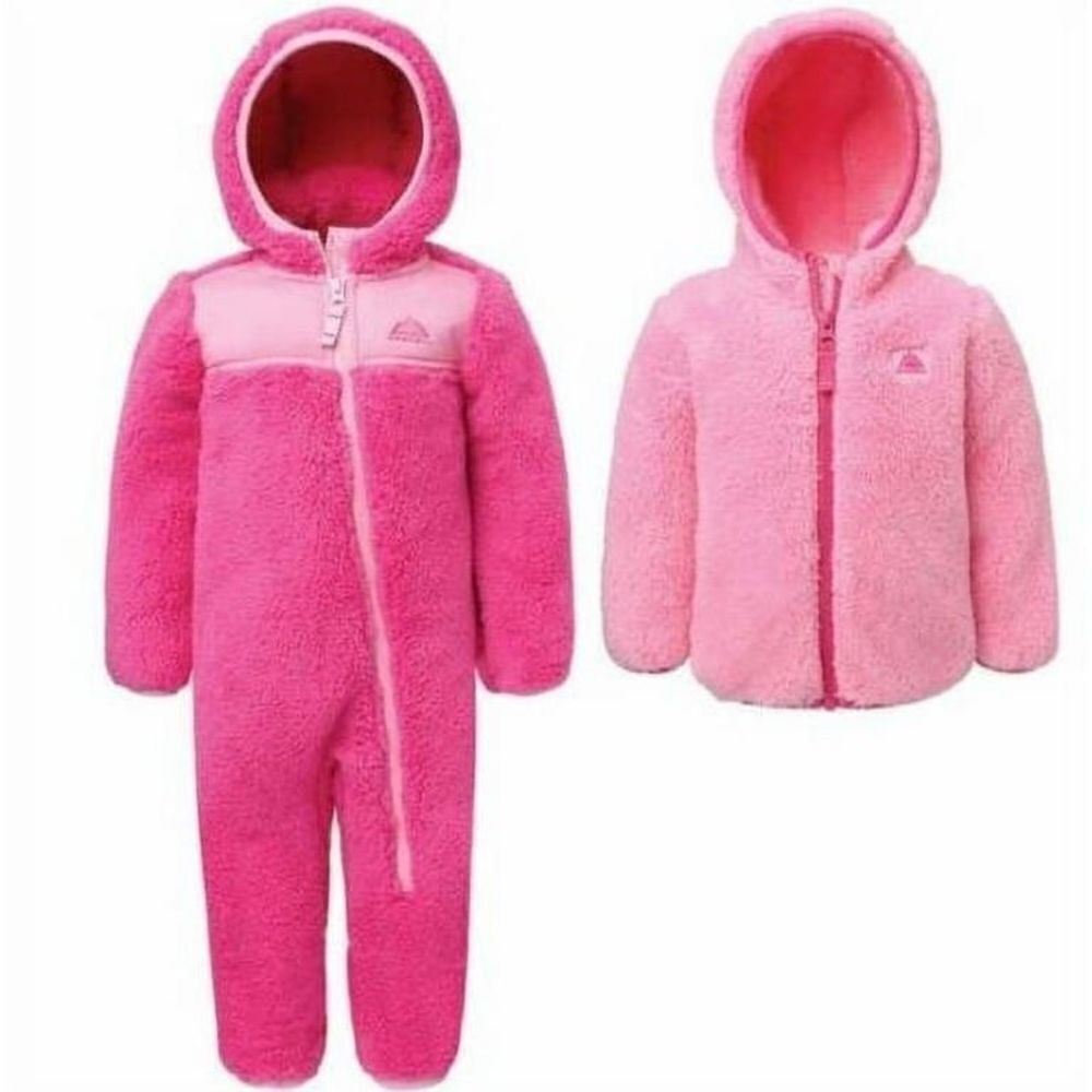 Snozu Boys' Fleece Jacket & Snowsuit 2 Piece, Pink 18M